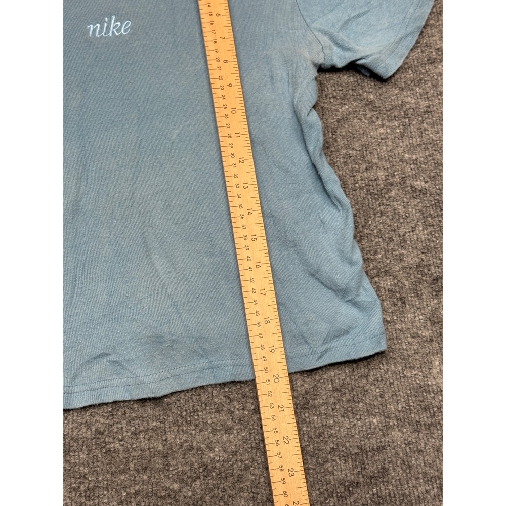 Vintage Nike Baby Tee Light Blue Ribbed Embroidered Script Logo Shirt Womens M - Picture 4 of 11